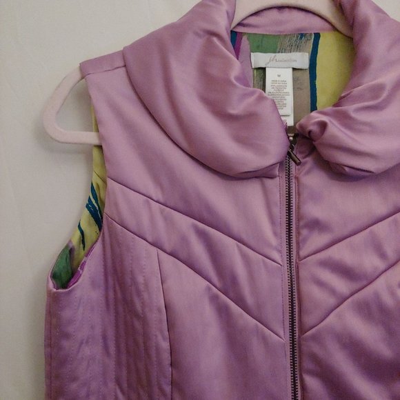 JH Collection Lilac Full Zip Silky Vest With Pockets M Collar - Picture 2 of 11
